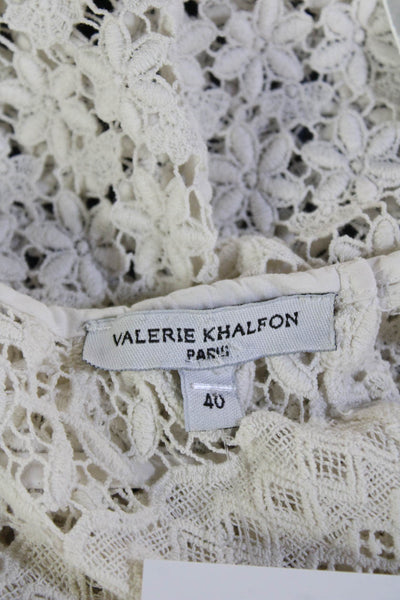 Valerie Khalfon Women Bohemian Floral Cotton Tunic White Sleeveless Size 40