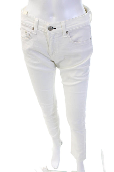 Rag & Bone Jean Women Ankle Cropped Jeans White Low Rise Cotton Size 26