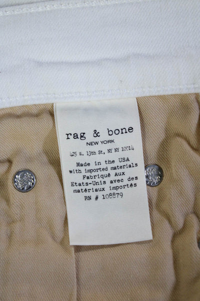 Rag & Bone Jean Women Ankle Cropped Jeans White Low Rise Cotton Size 26