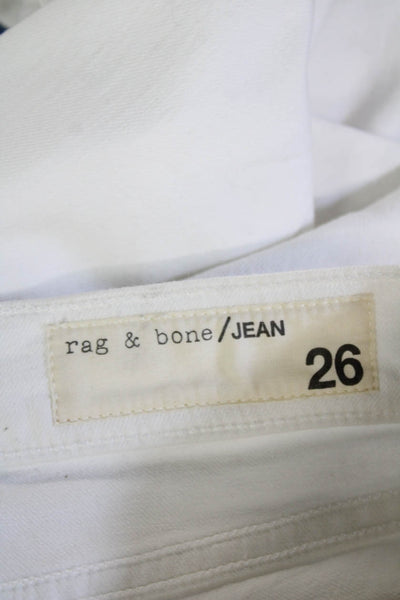 Rag & Bone Jean Women Ankle Cropped Jeans White Low Rise Cotton Size 26