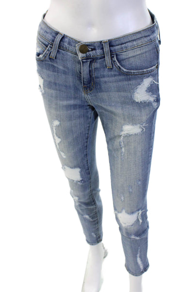 Current/Elliott Women Ankle Cropped Skinny Jeans Light Blue Low Rise Size 26