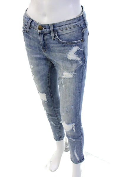 Current/Elliott Women Ankle Cropped Skinny Jeans Light Blue Low Rise Size 26