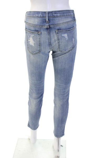 Current/Elliott Women Ankle Cropped Skinny Jeans Light Blue Low Rise Size 26