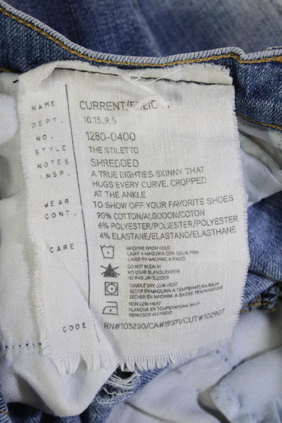 Current/Elliott Women Ankle Cropped Skinny Jeans Light Blue Low Rise Size 26