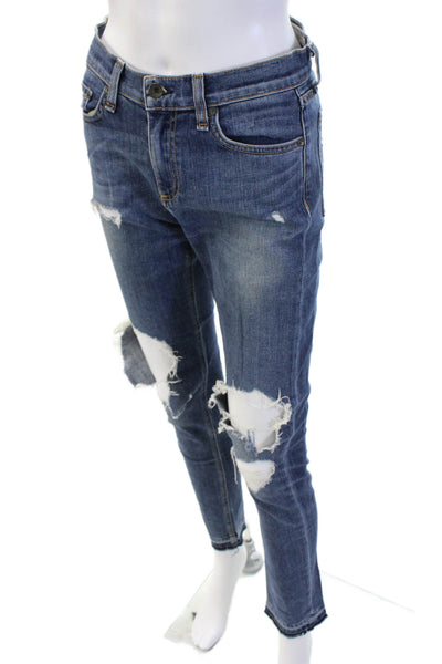 Rag & Bone Jean Womens Ankle Skinny Jeans Blue Button Mid Rise Size 26
