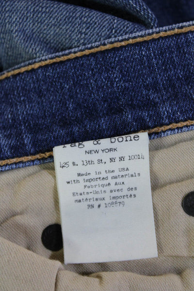 Rag & Bone Jean Womens Ankle Skinny Jeans Blue Button Mid Rise Size 26