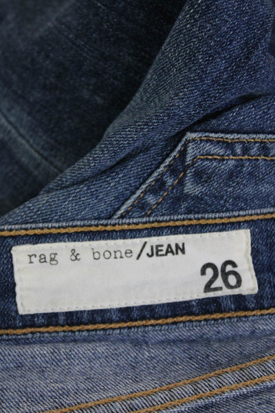 Rag & Bone Jean Womens Ankle Skinny Jeans Blue Button Mid Rise Size 26