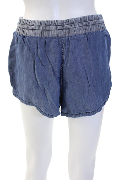 Michael Stars Unisex Blue Drawstring Lyocell Beach Shorts Size M
