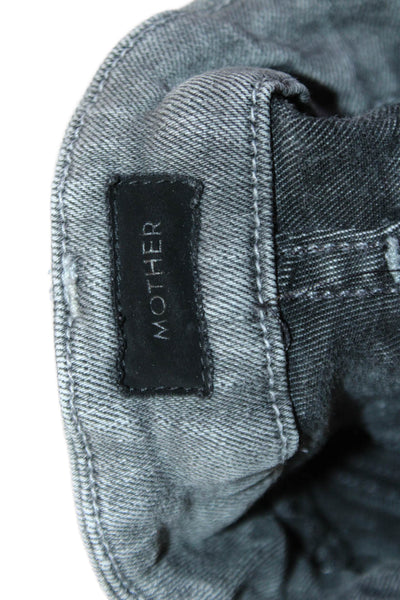 Mother Womens Skinny Ankle Cropped Jeans Gray Mid Rise Button Size 25