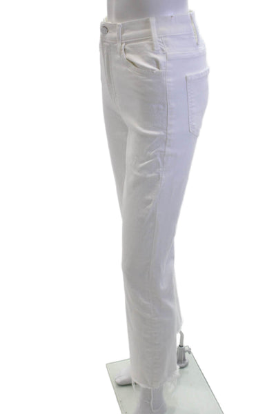 Mother Women Cropped Straight Jeans High Rise White Button Inseam 27 Size 26
