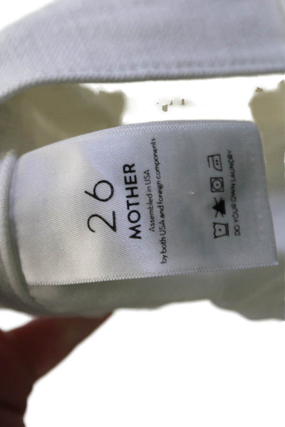 Mother Women Cropped Straight Jeans High Rise White Button Inseam 27 Size 26