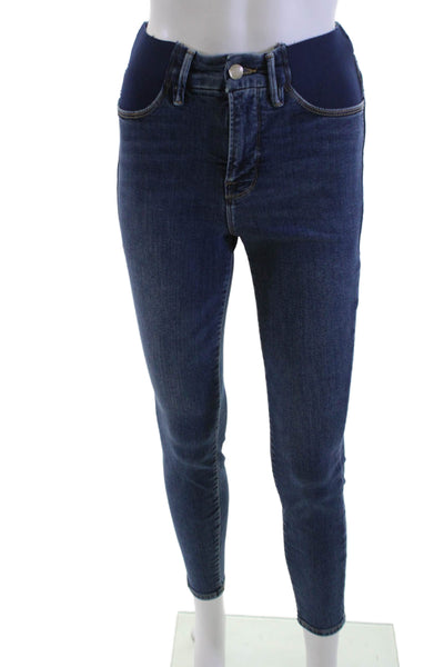 Good American Womens High Rise Ankle Skinny Jeans Dark Blue Maternity Size 24