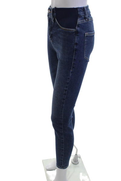 Good American Womens High Rise Ankle Skinny Jeans Dark Blue Maternity Size 24