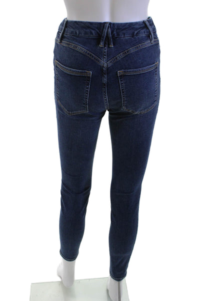 Good American Womens High Rise Ankle Skinny Jeans Dark Blue Maternity Size 24