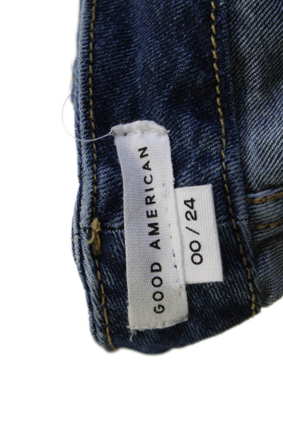 Good American Womens High Rise Ankle Skinny Jeans Dark Blue Maternity Size 24