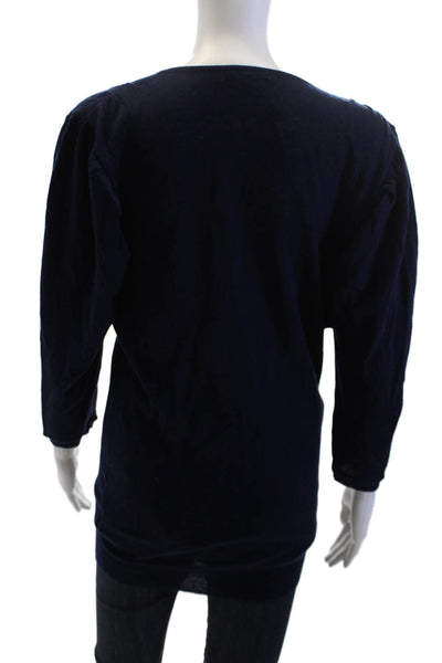 LA Made Unisex Dark Blue Pullover Sweater 92% Wool Cashmere 3/4 Sleeve Size M