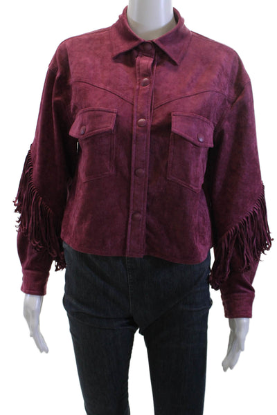 Blank NYC Women Purple Cowboy Collared Snap Jacket 90% Polyester Size XS