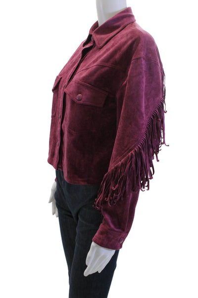 Blank NYC Women Purple Cowboy Collared Snap Jacket 90% Polyester Size XS