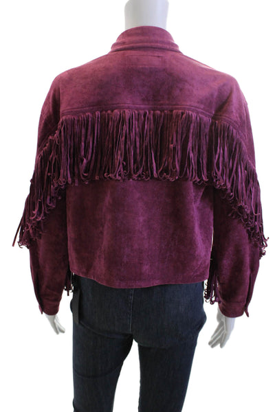 Blank NYC Women Purple Cowboy Collared Snap Jacket 90% Polyester Size XS