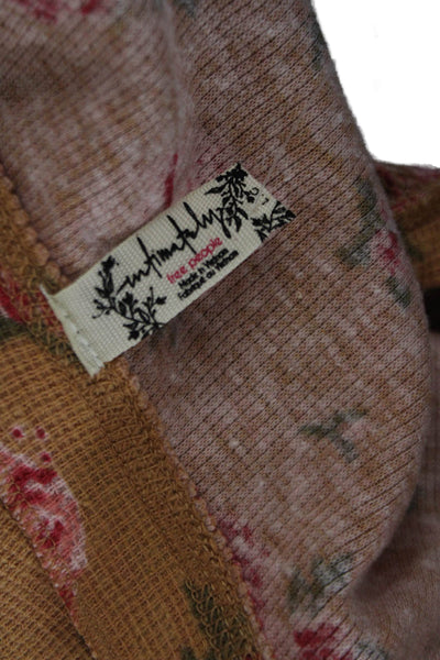 Intimately Free People Womens Bohemian Floral Brown Button-Up Top Size L