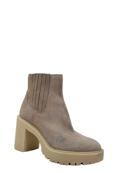 DV Dolce Vita Womens Suede Stretch Inset Ankle Boots Sand Beige Size 6.5