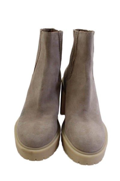 DV Dolce Vita Womens Suede Stretch Inset Ankle Boots Sand Beige Size 6.5