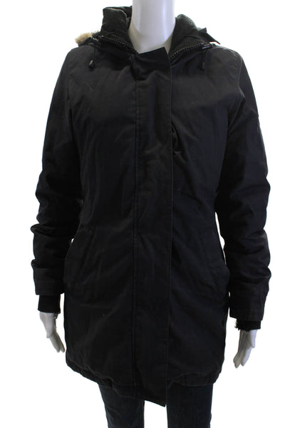 Canada Goose Womens Parka Black Drawstring High Neck Long Sleeve Size S