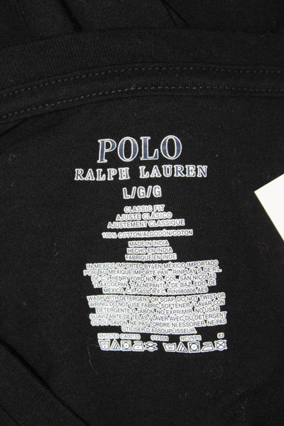 Polo Ralph Lauren Men Black V-Neck Cotton T-Shirt Short Sleeve Designer Size L