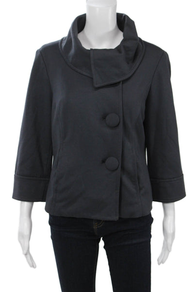 Sandro Women Dark Gray Mock Neck 3/4 Sleeve Jacket Button Size M