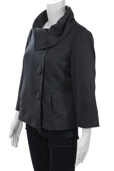 Sandro Women Dark Gray Mock Neck 3/4 Sleeve Jacket Button Size M