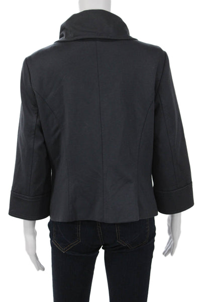Sandro Women Dark Gray Mock Neck 3/4 Sleeve Jacket Button Size M