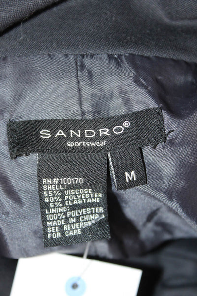 Sandro Women Dark Gray Mock Neck 3/4 Sleeve Jacket Button Size M