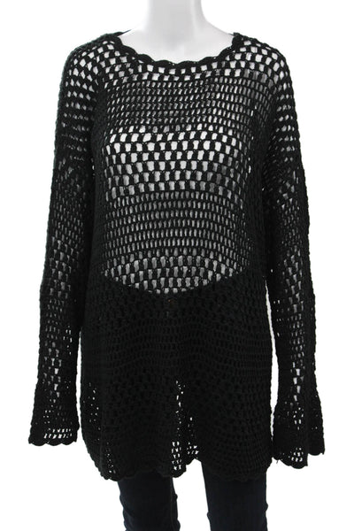 Show Me Your Mumu Unisex Black Boho Crew Neck Long Sleeve Sweater Size S