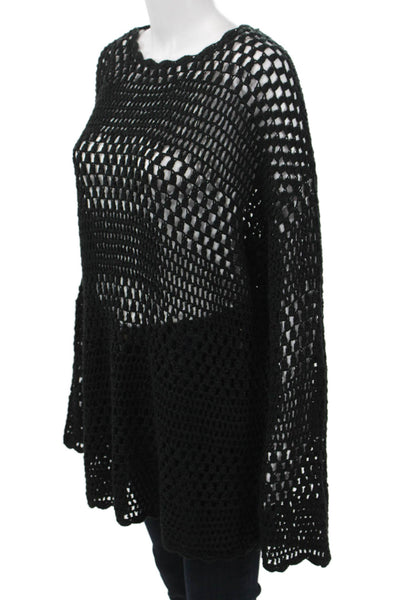 Show Me Your Mumu Unisex Black Boho Crew Neck Long Sleeve Sweater Size S
