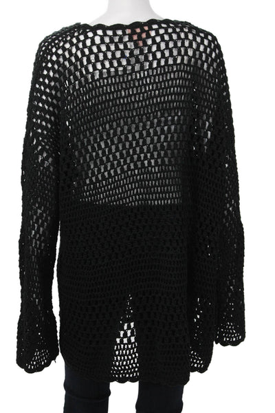 Show Me Your Mumu Unisex Black Boho Crew Neck Long Sleeve Sweater Size S