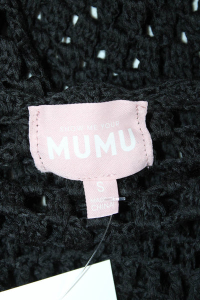 Show Me Your Mumu Unisex Black Boho Crew Neck Long Sleeve Sweater Size S