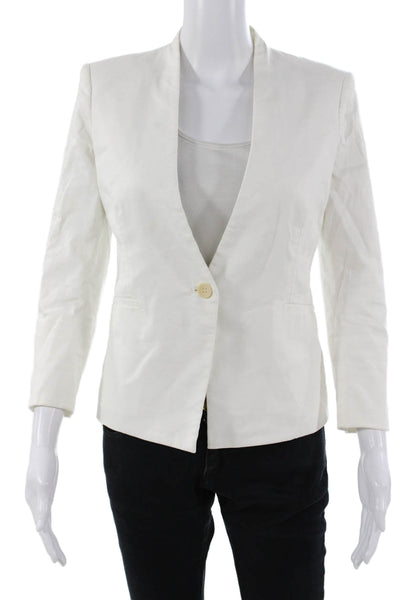 Helmut Womens White V-Neck Button Blazer Long Sleeve Size 0