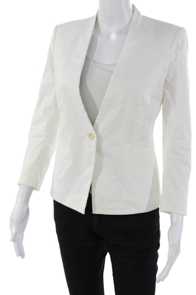 Helmut Womens White V-Neck Button Blazer Long Sleeve Size 0