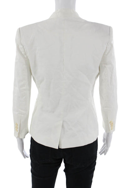 Helmut Womens White V-Neck Button Blazer Long Sleeve Size 0