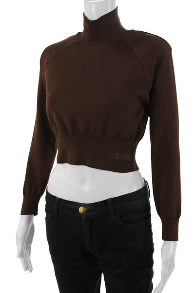 Zara Women Brown Mock Neck Long Sleeve Pullover Sweater Size S