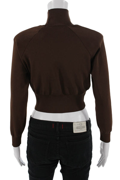 Zara Women Brown Mock Neck Long Sleeve Pullover Sweater Size S