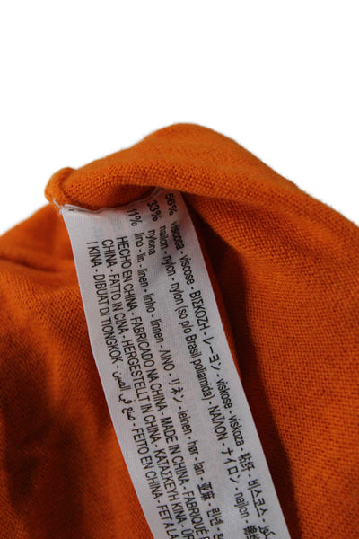 Zara Women Cropped Turtleneck Long Sleeve Button Orange Top Size S
