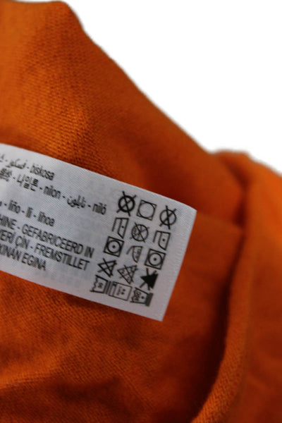 Zara Women Cropped Turtleneck Long Sleeve Button Orange Top Size S