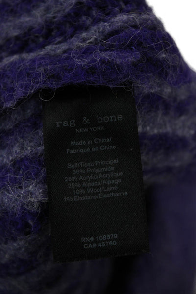 Rag & Bone Womens Striped Mock Neck Pullover Purple Long Sleeve Size XS