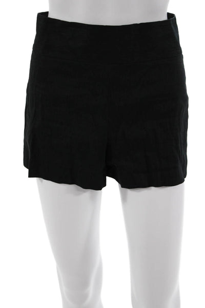 Alice + Olivia Unisex Black Linen Blend Shorts Zip Classic Size 2