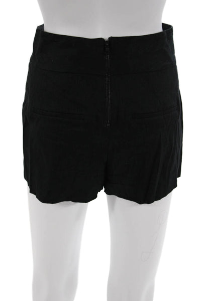 Alice + Olivia Unisex Black Linen Blend Shorts Zip Classic Size 2