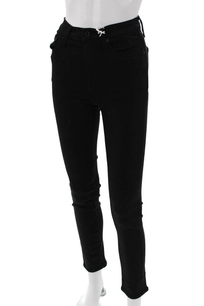Pistola Womens Skinny Ankle Black Jeans Mid Rise Button Size 24
