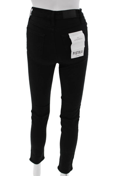 Pistola Womens Skinny Ankle Black Jeans Mid Rise Button Size 24