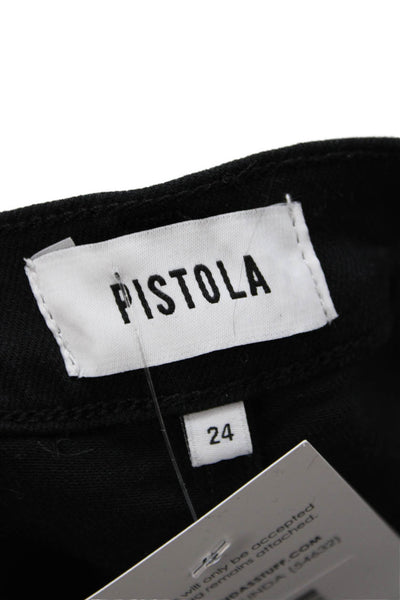 Pistola Womens Skinny Ankle Black Jeans Mid Rise Button Size 24