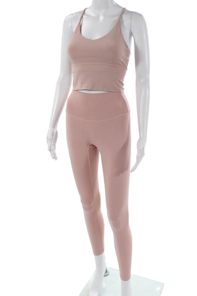Pheel Womens Ankle Leggings Pink Nylon Blend Solid Size S